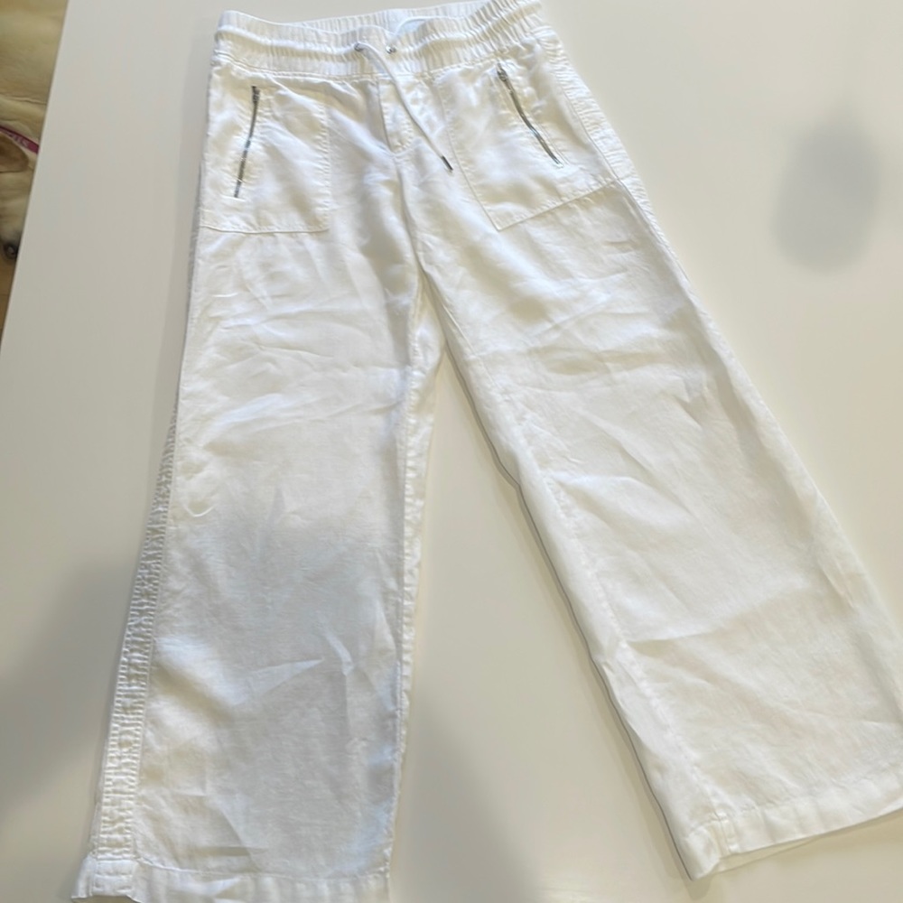 Athleta Cabo wide leg linen pants, size 6